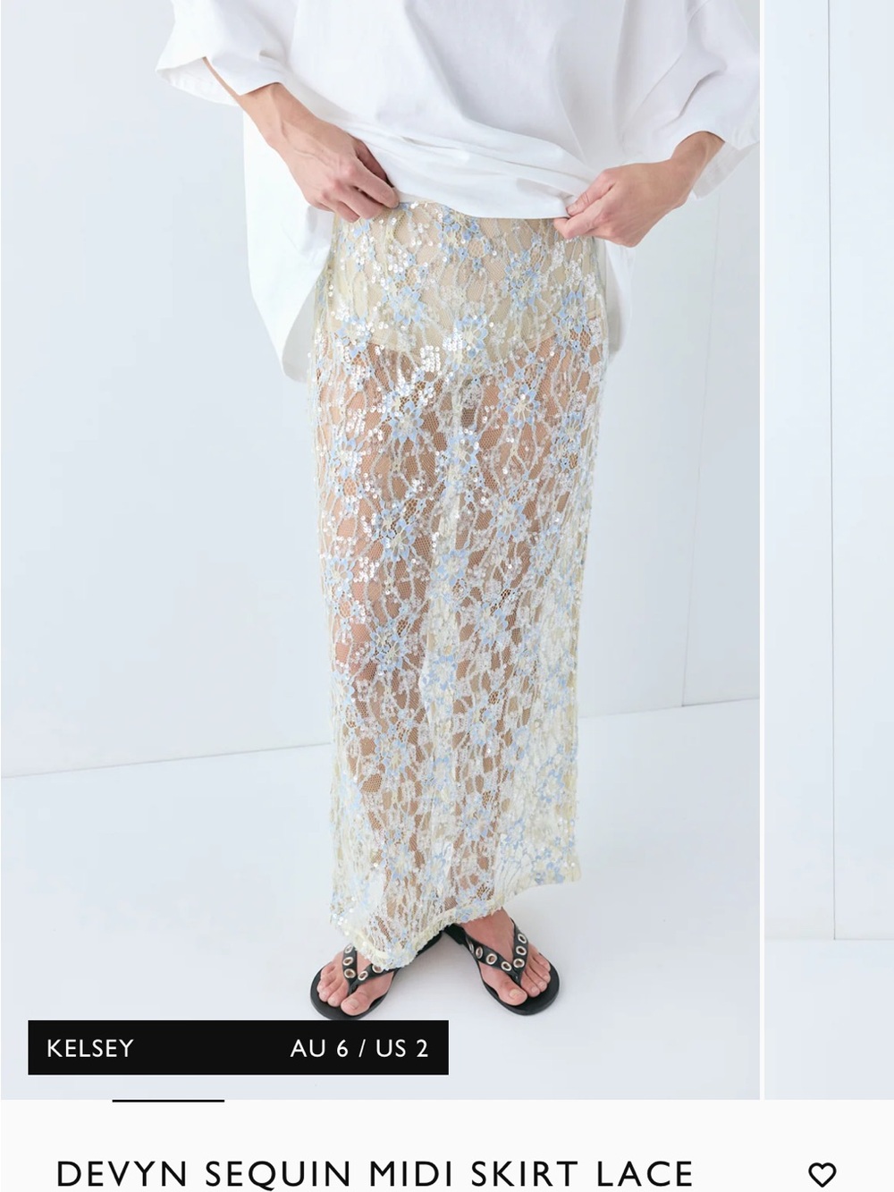 DEVYN SEQUIN MIDI SKIRT LACE cream lace new with tags size 10 US